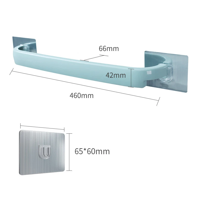 Green towel rack 1 шт., 46 см, пластиковая, без перфорации, вешалка для полотенец для ванной комнаты, стержень для туалетных полотенец, однополюсная стойка для покупок, настенная стойка для хранения - Цвет: Green towel rack