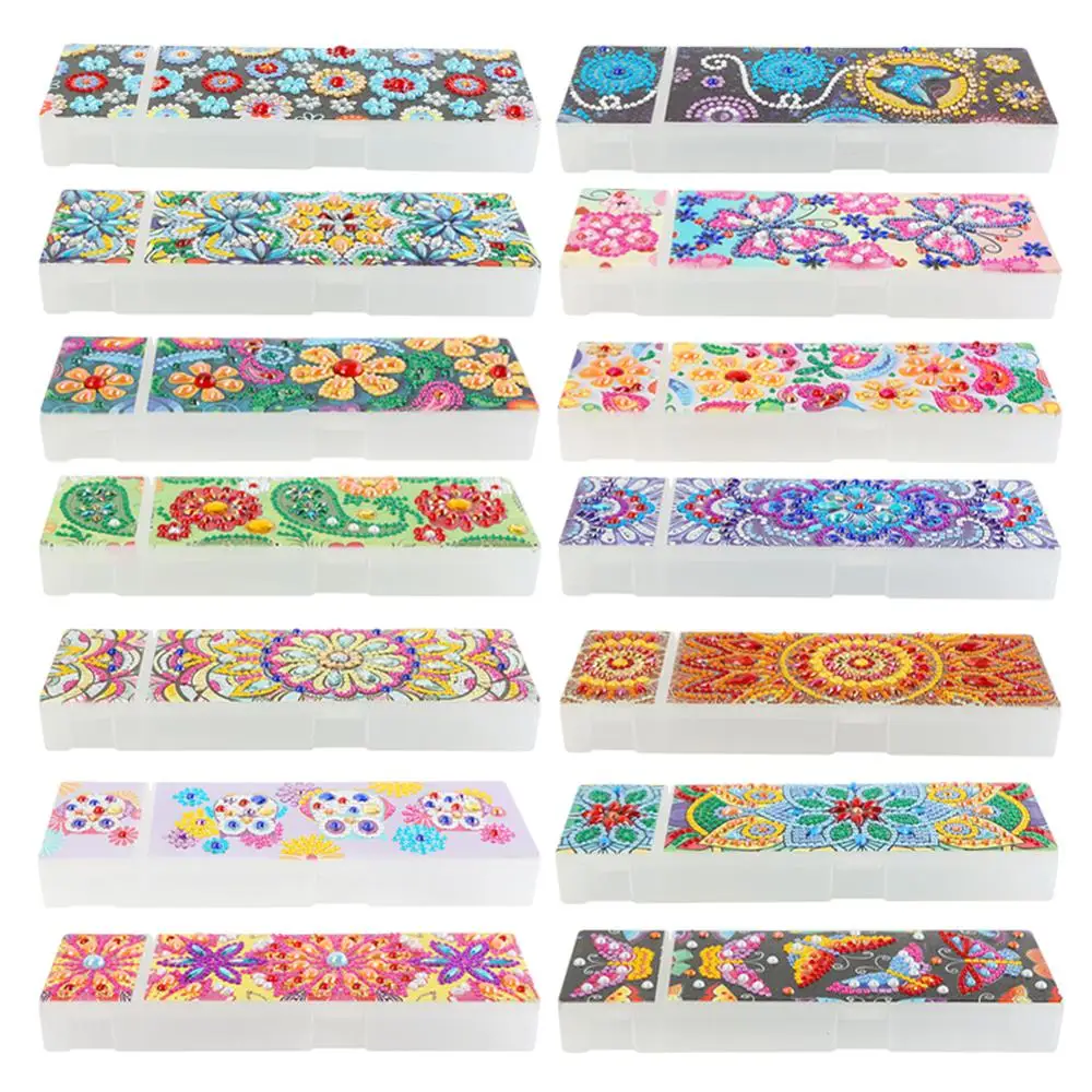 

2 Grids DIY Special Shaped Diamond Painting Pencil Case Stationery Storage Box Jewelry Box Mandala Diamond Embroidery Kids Gift