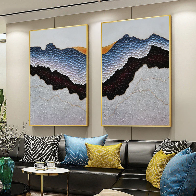 Modern Abstract Painting hand-painted Decorative New Chinese Living Room Entrance Backdrop Mural Paintings Painted Ligh | Дом и сад