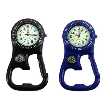 

Motion Neutral Outdoor Luminous Compass Bottle Opener Backpacker Fob Clip-On Carabiner Watch Daily Waterproof Alloy Quartz Watch