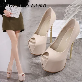 

LEOPARD LAND 2020 Summer New Sexy Ultra-high Stiletto Shallow Patent Leather Waterproof Platform Fish Women's Single Shoes CWF