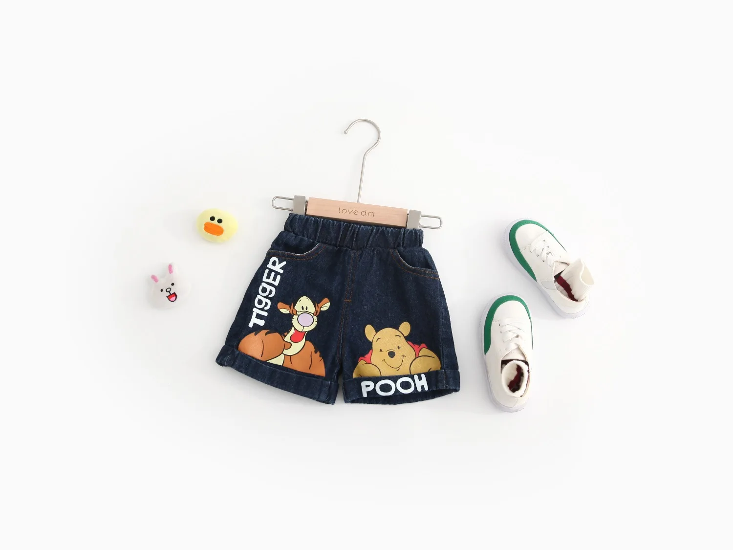 Childrenswear Baby Men And Women Children Cartoon Printed Washing Cowboy Revers Shorts Dk039