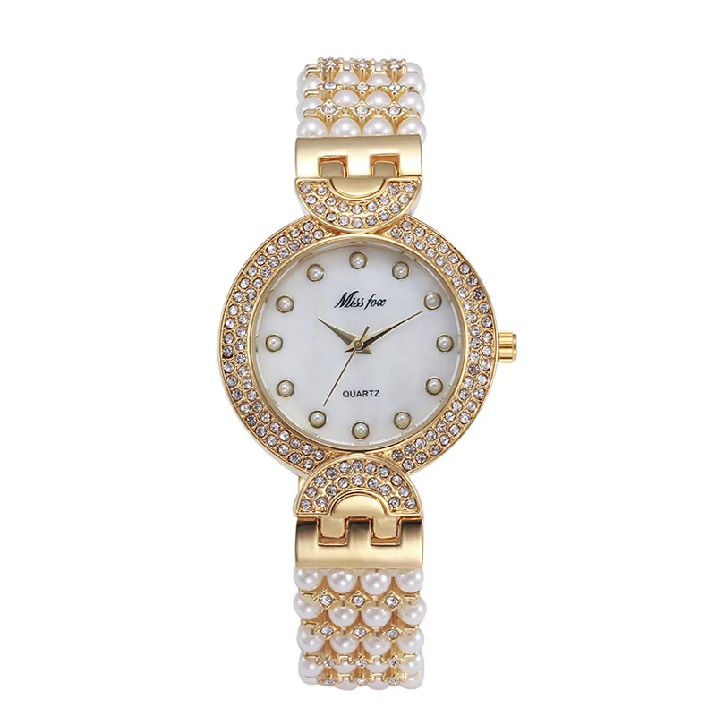 

Women's Elegant Pearl Quartz Wristwatch CZ Stone Paved Brand Female Ladies Watch Waterproof Watch Jewelry Gold Silver