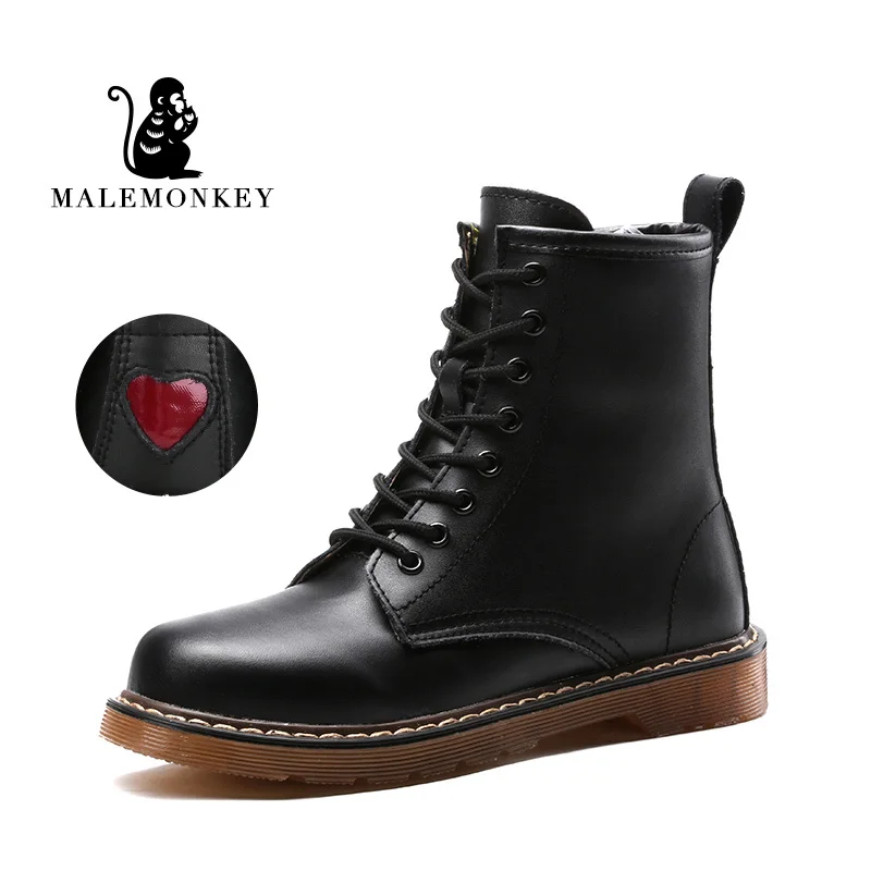 

MALEMONKEY Luxury Brand Designers 2020 New Fashion Women Shoes Winter Dr Martin Ankle Boot Split Leather Tooling Motorcycle