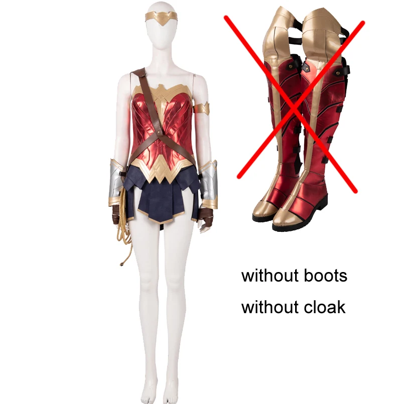 Wonder Woman 2 Косплей Костюм Диана Принц Хэллоуин костюм WW84 Косплей наряд веревка реквизит ободок для волос в стиле Чудо-Женщина Супергерой 1984 маскарад - Цвет: no Boots Cloak