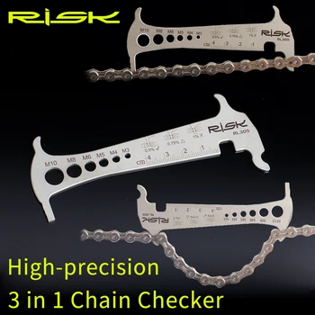 

RISK Bicycle Chain Checker 3 in 1 Stainless Steel Bike Chain Hook / Loss Indicator / Bolt Measurement Ruler Cycling Parts