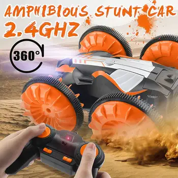 

360 Rotate Remote Control Car RC Stunt Car 2 Sides Waterproof Driving on Water and Land Amphibious Electric Toys for Children