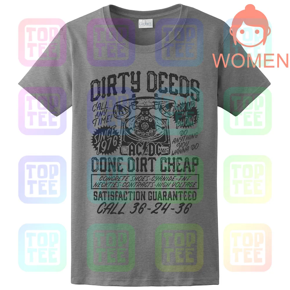 WOMEN-GRAY AC/DC Dirty deades Dirt дешево взрослая футболка тяжелый металл музыка - Цвет: WOMEN-GRAY
