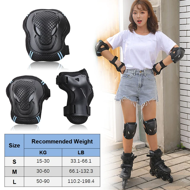 6PCS Knee Pads Elbow Pads Wrist Guards Protective Equipment Set Safety Protection Pads for Skateboard Cycling Riding For Adults 6