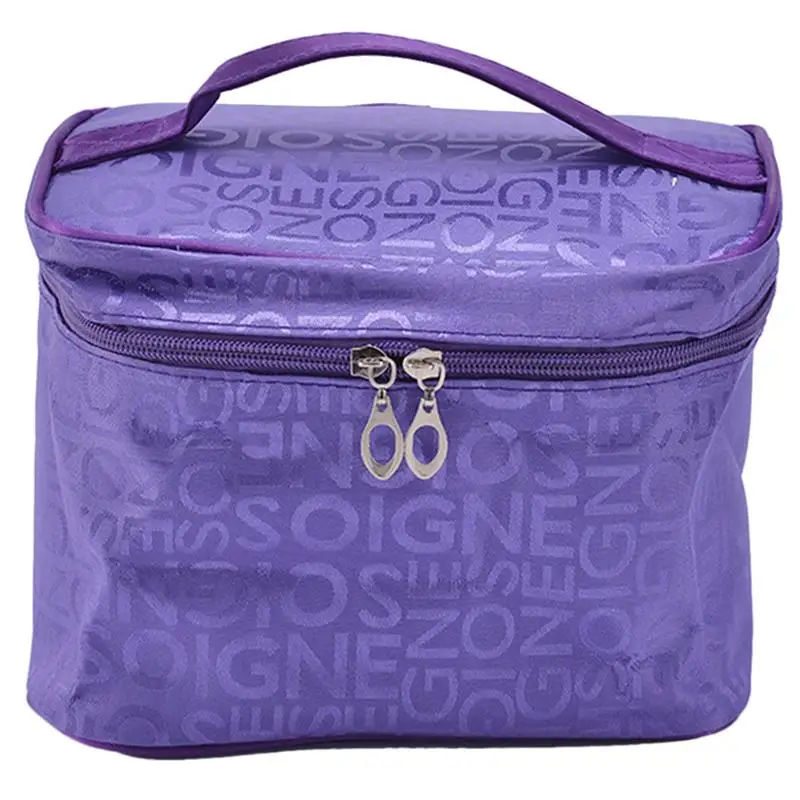 dark purple Женская сумка для макияжа для девушек, модная Большая вместительная портативная косметичка, атласная косметичка, косметичка, сумка для хранения для путешествий - Цвет: dark purple