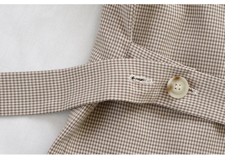 Korean-style Autumn& Winter New Style Simple Retro Straight-Cut Small Plaid after Belt Long Sleeve Casual Suit Women's X17