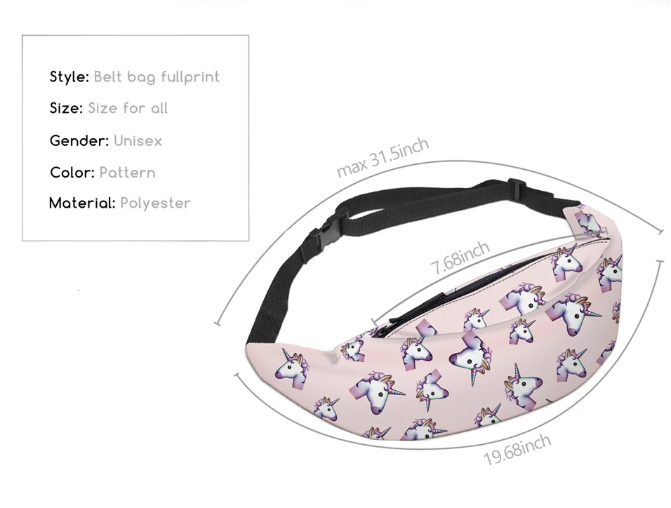Deanfun 3D печать поясные сумки Розовый Единорог для женщин поясная сумка для путешествий YB13
