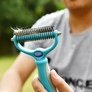 

Hair Removal Comb for Dogs Cat Detangler Fur Trimming Dematting Deshedding Brush Grooming Tool For matted Long Hair Curly Pet