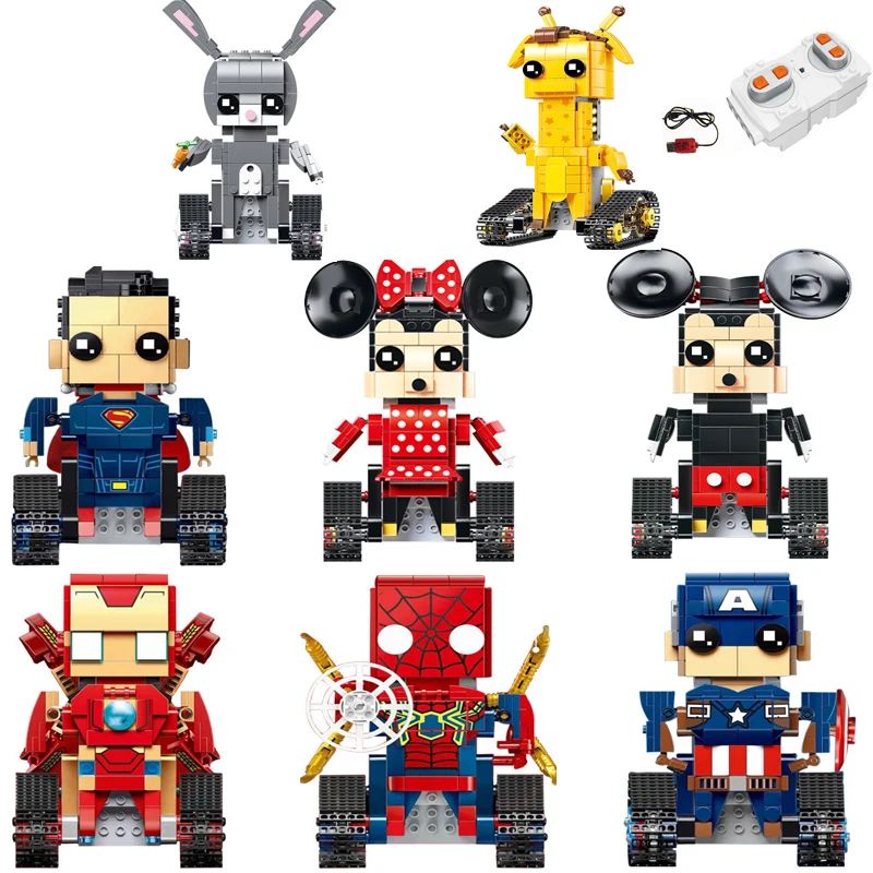 Legoing Technic Motor Car Marvel Superhero Remote Control Robot Building Blocks Legoed Movie 2 Figures Mickey Mouse electric Toy