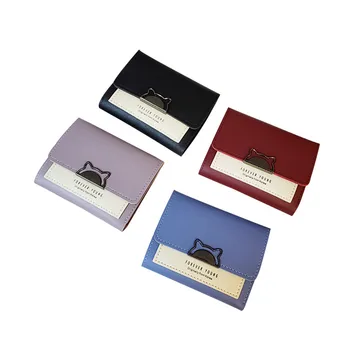

Leather Trifold Small Wallet Women Lightweight Compact Snap Closure Credit Card Holder with ID Window for Travel Shopping