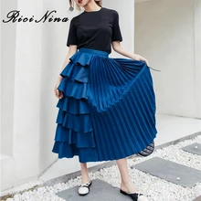 RICININA, длинные юбки для женщин, s, макси юбка, бохо, Империя, оборки, одноцветная, для женщин, плиссированная юбка, высокая талия, осенняя, элегантная, Jupe Femme