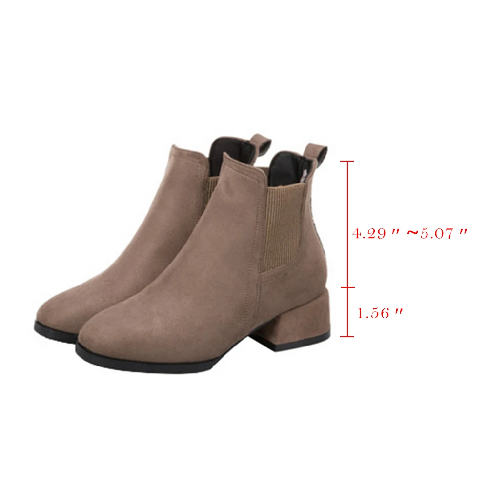 MoneRffi/женские ботильоны из флока; сезон осень-зима; слипоны с круглым носком; квадратный каблук 3,5 см; однотонные повседневные ботинки; цвет черный, бежевый; Размеры 35-43