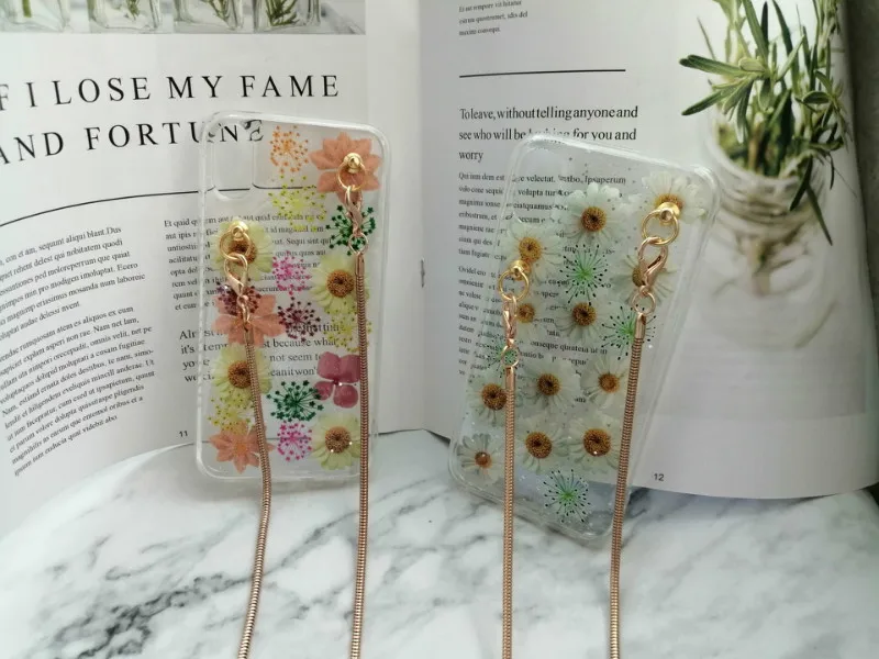 

Luxury glitter daisy transparent silicone Crossbody phone case for samsung galaxy note10 pro S9 S10 plus s10e note8 note9 cover