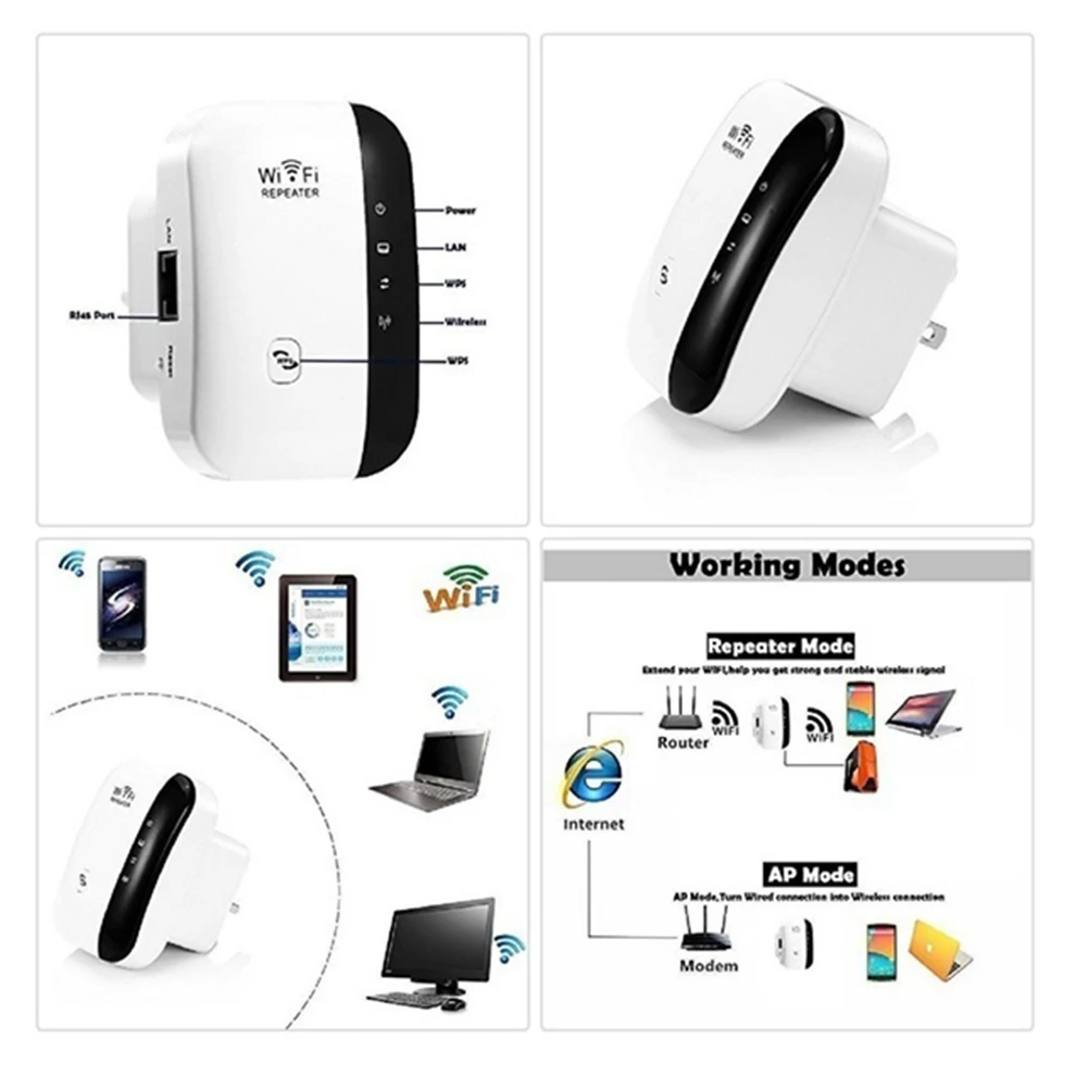 Wi-Fi ретранслятор усилитель WiFi удлинитель 300 Мбит/с беспроводной Wi-Fi диапазон расширитель Wi-Fi усилитель сигнала 802.11N точка доступа