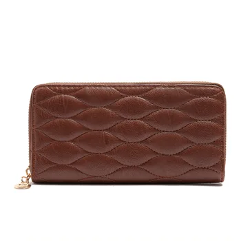

Women Thread Cotton Bulge Leather Zipper Long Wallet Female Lady Solid Wave Purse Clutch Girl Men Credit Card ID Holder Wa0120