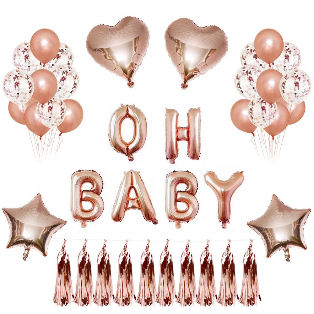 Крест-граница Лидер продаж розовое золото Oh Baby алюминиевая пленка шар в форме буквы комбо детский день рождения декоративный шарик
