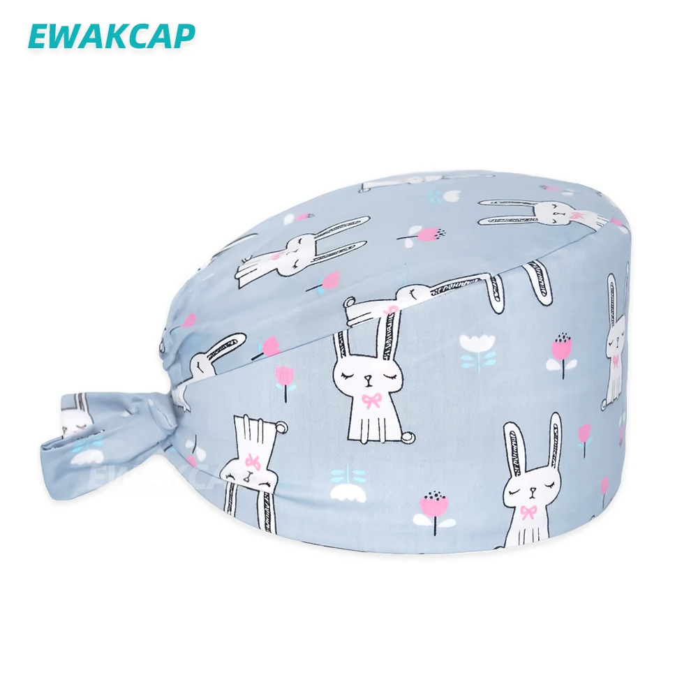 Unisex Scrub Cap with Buttons Adjustable Anime Printing Bouffant Nursing Hat Head Scarf Pet Shop Lab Women Work Surgicals Hats white skully hat Skullies & Beanies