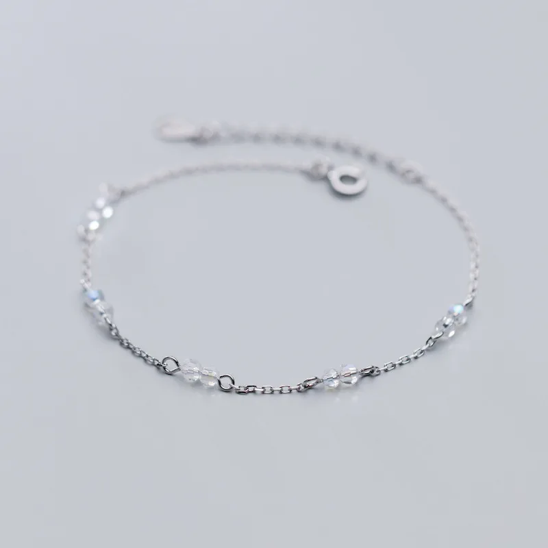 

INALIS S925 silver bracelet female Korean fashion ins wind synthetic crystal girl heart sweet jewelry