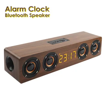 

Wooden Portable Clock Wireless Bluetooth Speaker Stereo PC TV System Speaker Desktop Speaker Sound FM Radio Computer Speaker