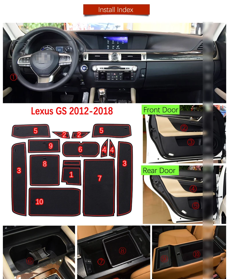 Грязный коврик для Lexus GS 250 300 350 450h F SPORT 2012 2013 аксессуары для двери паз ворота Слот Coaste
