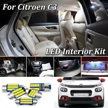 

100% White No Error Kit For Citroen C3 Picasso C3 FC SC SX Hatch LED Interior Dome Map License Plate light kit (2002-2020)