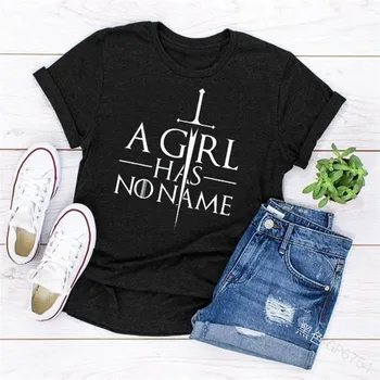 

WEPBEL A Girl Has No Name Women's Fashion Graphic Tees Game of Thrones Shirt Arya Stark House Mother of Dragons T-Shirt