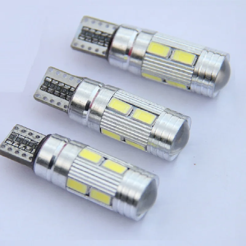 5PCS T10 Canbus Error Free LED Projector Lens Auto Clearance Lights W5W 501 10SMD 5630 LED Car Marker Lamp Parking Bulb