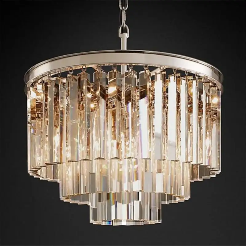 

Vintage Crystal Luxury Decoration Pendant Lights Modern Black Iron Hotel Hall Room Lighting Light Fixtures Living Room Hanglamp