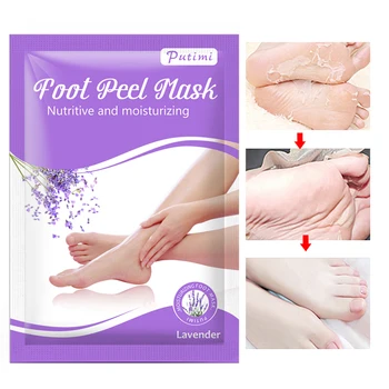 

PUTIMI 3pair Foot Mask Lavender Exfoliating Feet Mask Whitening Remove Cuticles Dead Skin Foot Patch for Legs Socks for Pedicure