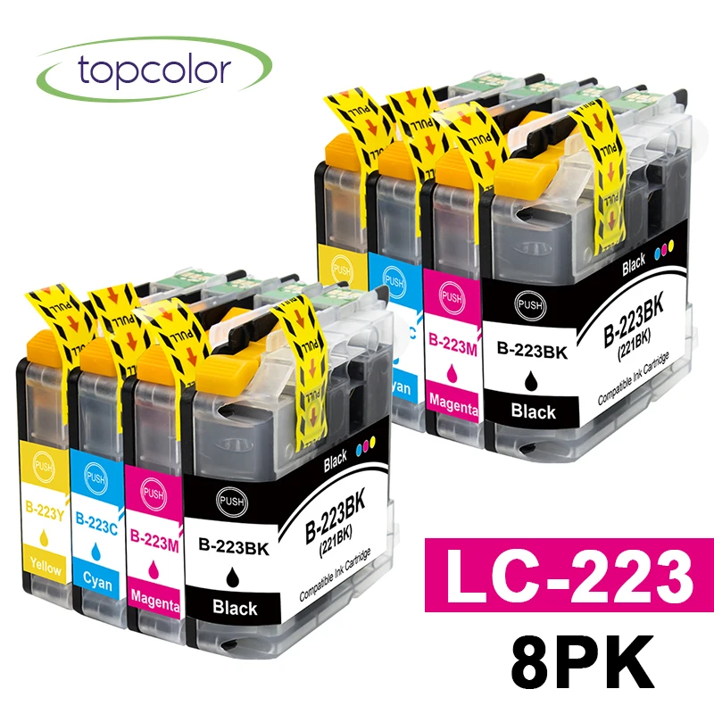 

Topcolor 8PK LC-223 LC221 Ink Cartridge Compatible Brother MFC DCP Printer J4420DW J4620DW J4625DW J5625DW J4120DW J562DW 223 BK