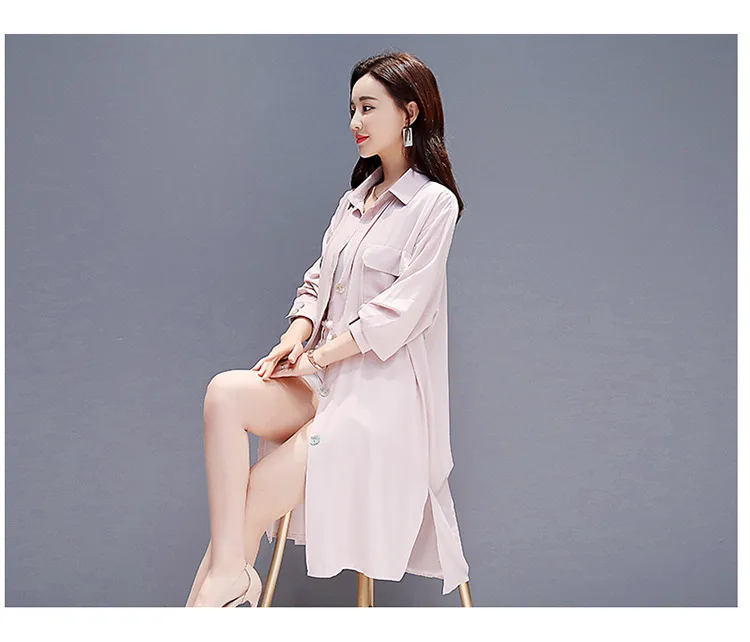 Photo Shoot Spring And Summer New Style Korean-style Loose And Plus-sized Ladies' Elegant Versitile Fashion Long-sleeved Sh
