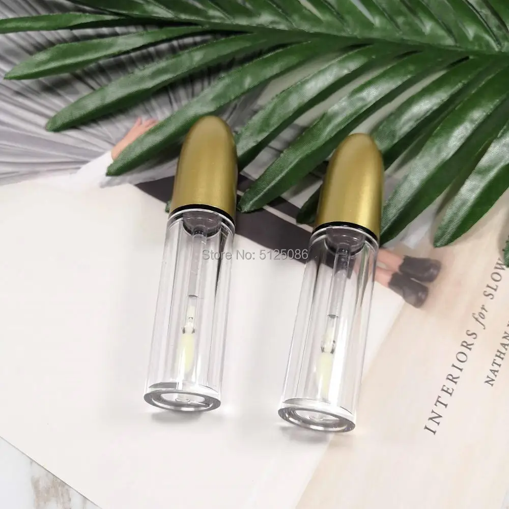 

10/20/30/50pcs Clear Transparent Plastic Cosmetic Lip gloss Wand Tube Gold Lid Empty Makeup Lipstick Lip Balm Refillable Bottle