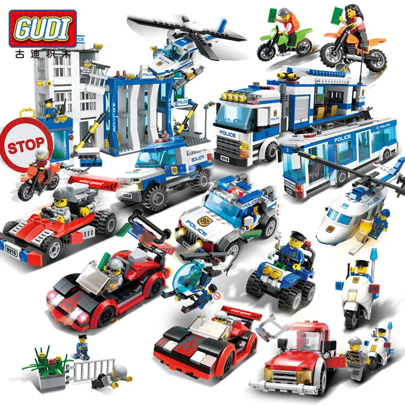 

New Style Goood City Police 93 Series Educational Fight Inserted Assembled Toys Building Blocks Children Early Education Buildin