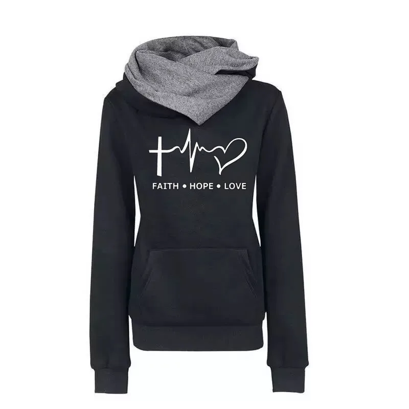 Quente com Capuz Hoodies Camisolas Femininas Outono Inverno Moda Padrão Bordado Manga Longa Oversize Senhoras Pullovers Bolso Topos 4 Agasalhos e Moletons