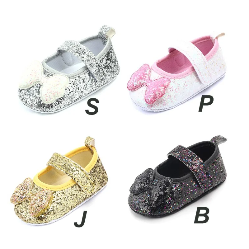 Обувь для новорожденных девочек; Летняя обувь принцессы с блестками; обувь для малышей с мягкой подошвой; обувь для малышей с бантом и мягкой подошвой