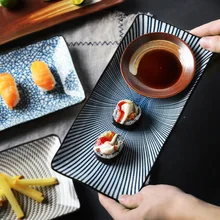 Винтаж блюдо для сашими Керамика блюдо для суши рыбное блюдо прямоугольный Бытовая Посуда WF9101013