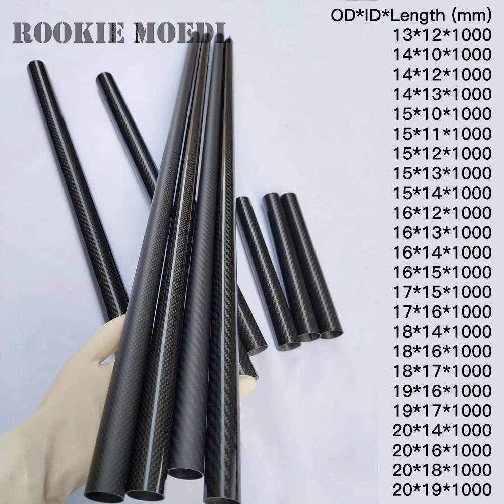 ROOKIE MODEL 1pcs 1000mm Length 3k Full Carbon Fiber Tube OD13 14 15 16 17 18 19 20mm for Drones Fishing Rods Kites and Tripod | Игрушки и