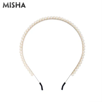 

MISHA Trendy Luxury Pearl Headband for Women Elegant Headband Wild Personality Fashion Bezel Turban Girls Hair Headwear Jewelry