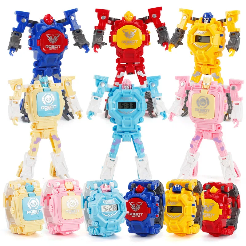 

Cartoon Transformation Wristwatch Toy Creative Electronic Robot Watch For Boy Deform Robot Watch Toy Xmas Birthday Gift