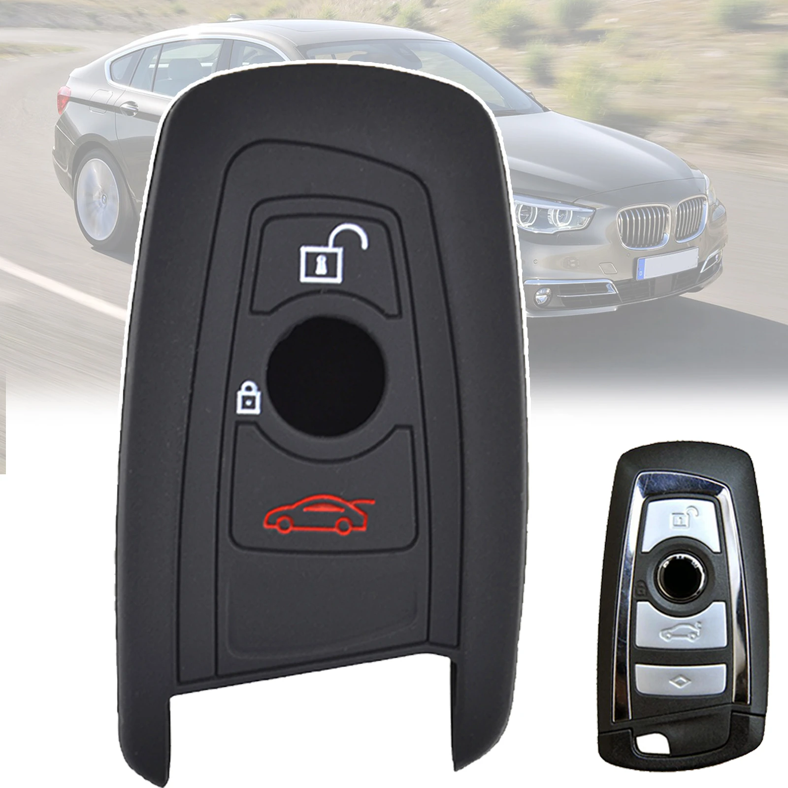 Funda de silicona con 3 botones para llave de coche, Protector de llavero sin llave para BMW Serie 3, 5, 7, X1, X3, X4, X5, X6, M2, M3|Carcasa de coche| - AliExpress