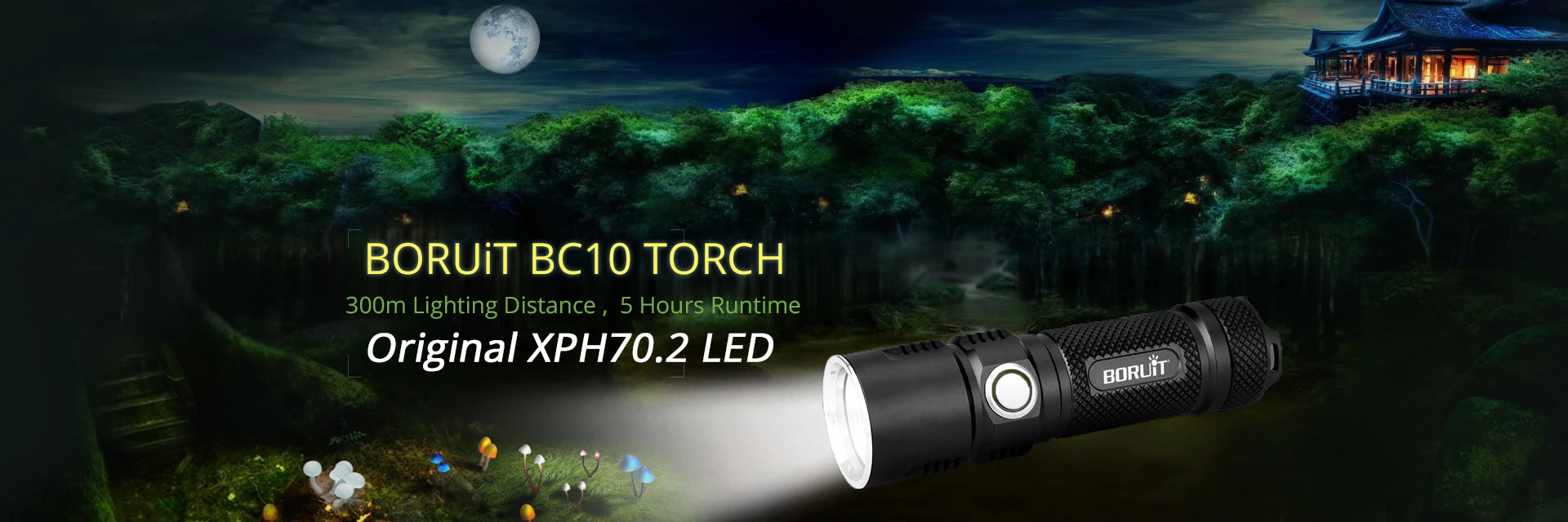 BORUiT T6 COB светодиодный фонарик 6-Режим масштабирования 1000lm фонарь с крюком и магнитом на открытом воздухе Водонепроницаемый для кемпинга, охоты, Портативный Фонари