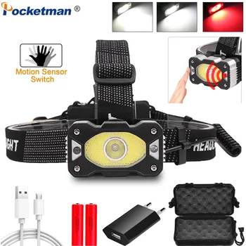 

New IR Sensor Headlamp Body Motion Sensor Headlight USB Rechargeable Head Lamp Head Flashlight Waterproof Head Front Torch