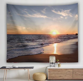 

Yaapeet Polyester Sunset Printed Wall Tapestry Beach Pattern Hanging Tapestry Fashion Pretty Minimalism Landscape Wall Decor