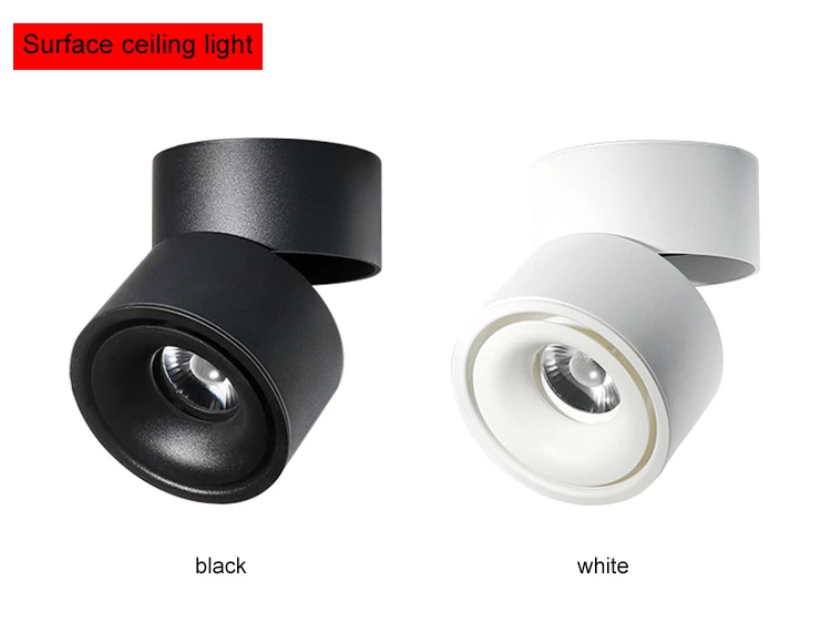 Surface Mounted LED Ceiling Lights Kitchen Fixtures COB Back ground Spot Lamp Angle Adjustable Black White Lampshade AC85-265V