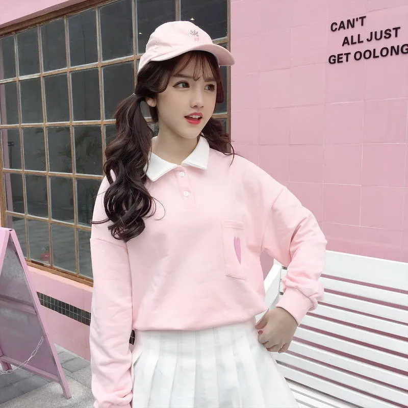 Весенние женские толстовки с капюшоном с длинным рукавом Kawaii Boyfriend style, осенняя уличная Толстовка Харадзюку с милым принтом сердца, Женская толстовка